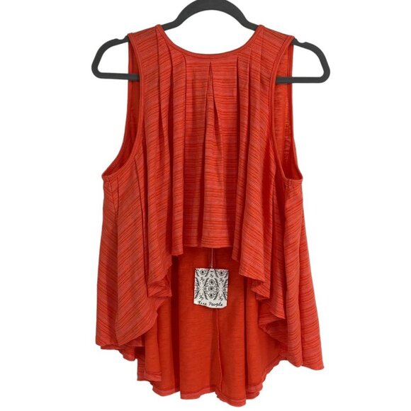 NWT  Free People Coral/Orange Turn It Up Striped High-Low Tank Top XS - Picture 3 of 16